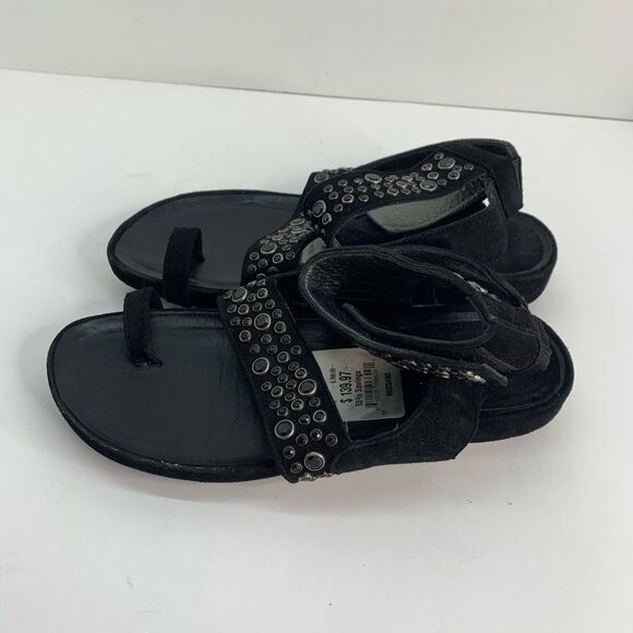 Stuart Weitzman Glosolstice Crystal-Embellished Suede‎ Ankle-Wrap Sandal, Black - Picture 3 of 6